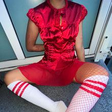 Load image into Gallery viewer, Y2K Grommet Satin Top (S/M)

