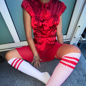 Y2K Grommet Satin Top (S/M)