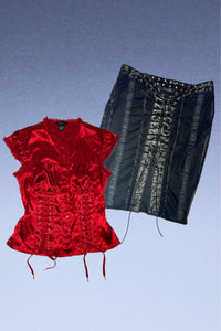 Y2K Grommet Satin Top (S/M)
