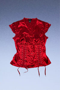 Y2K Grommet Satin Top (S/M)