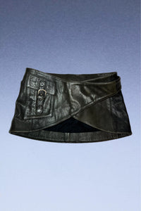 00s Mini Leather Buckle Belt Skirt