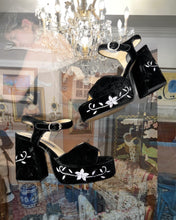 Load image into Gallery viewer, 1990s Marianna Velour Platform Sandals
