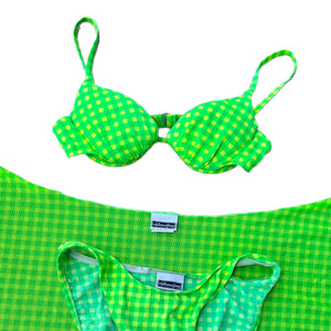 1990s Neon Plaid 3pc Kini (S)