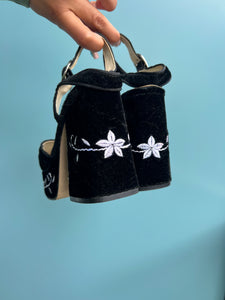 1990s Marianna Velour Platform Sandals