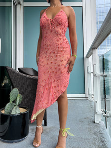 1990/Y2K Beaded Asymmetrical Dress