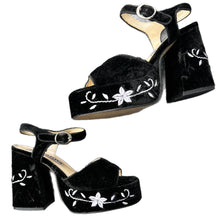 Load image into Gallery viewer, 1990s Marianna Velour Platform Sandals
