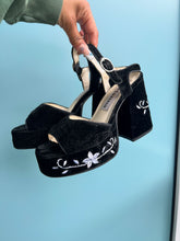 Load image into Gallery viewer, 1990s Marianna Velour Platform Sandals
