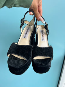 1990s Marianna Velour Platform Sandals