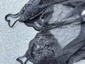 1990s Lace Babydoll Sheer Top