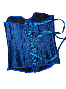 Metal Blue Brocade Corset