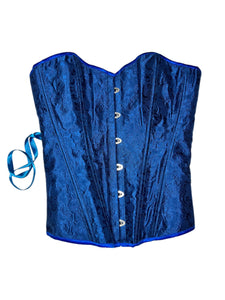 Metal Blue Brocade Corset